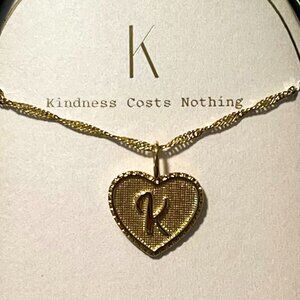 Gold 'K' Heart Necklace